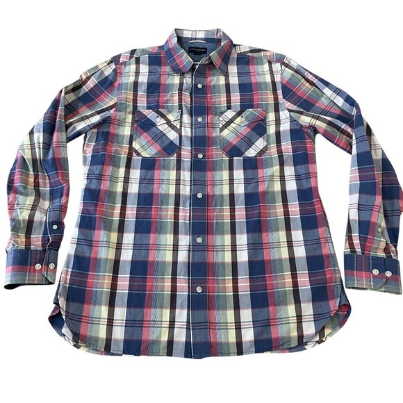 Banana Republic Mens Long-Sleeve Plaid Button-Down Shirt L Cotton Multicolor - Picture 1 of 5